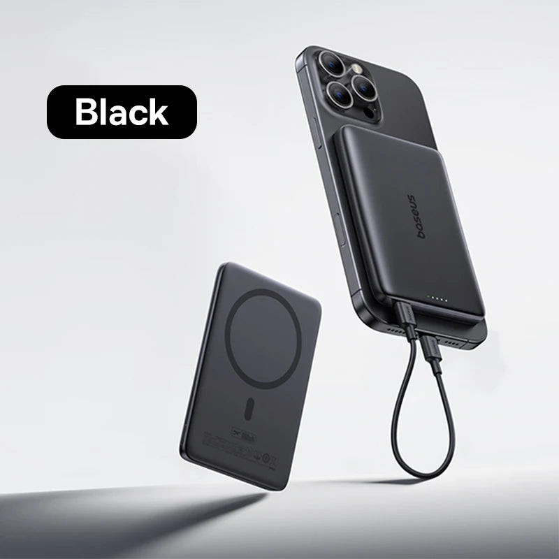 10000mAh Magnetic Wireless Power Bank with Built-in Fast Charge Cable