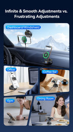 Magnetic Wireless Car Charger and Vacuum Mount Phone Holder