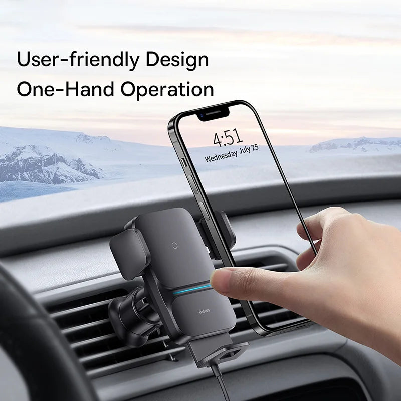 15W Fast Wireless Car Phone Charger with Automatic Clamp