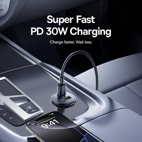 30W Dual Port Fast Car Charger USB and Type-C