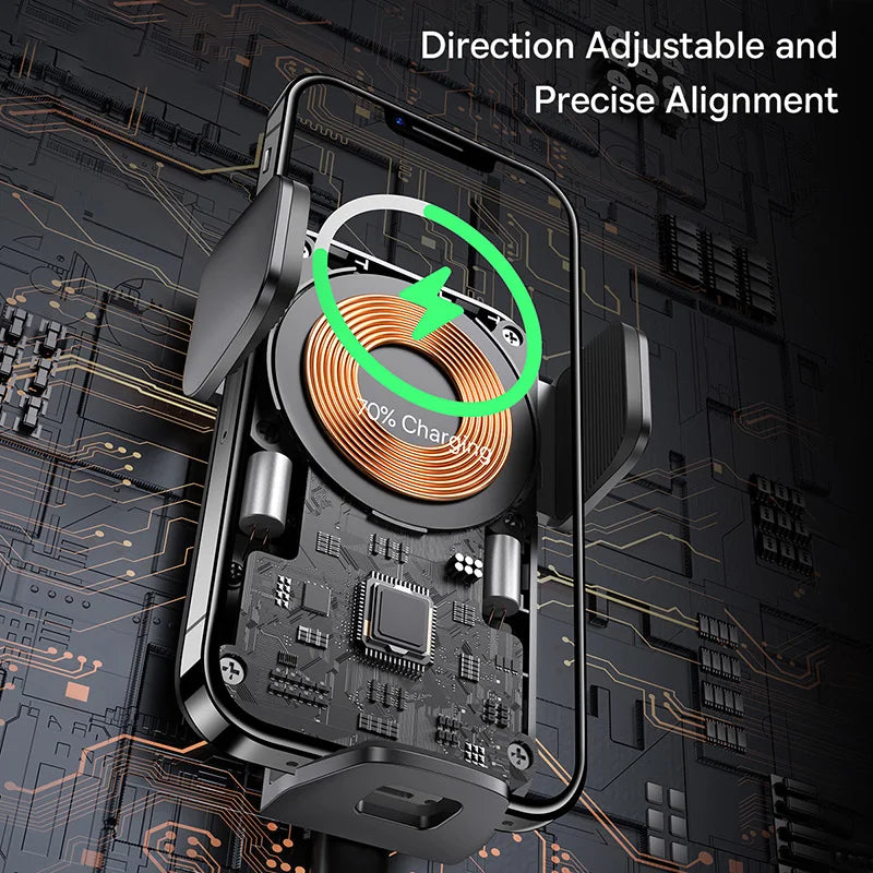 15W Fast Wireless Car Phone Charger with Automatic Clamp