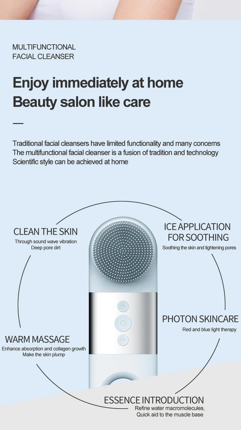 Hot and Cold Facial Cleansing Brush with Massager