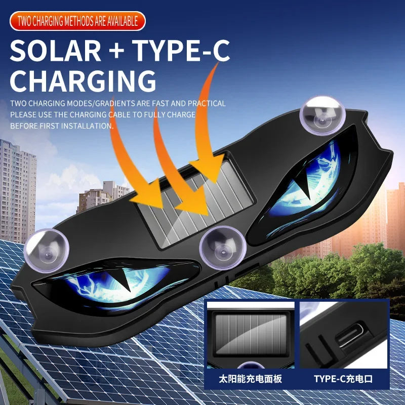 Solar Powered Demon Eye LED Car Warning Light - 2