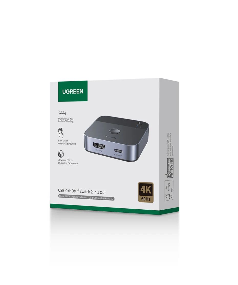 4K 60Hz HDMI and USB-C 2-in-1 Switcher for Dual Device Setup - 21