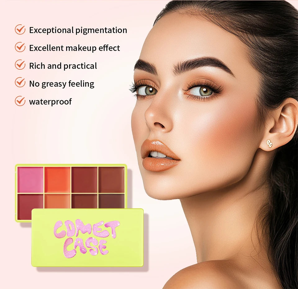 8-Color Cream Blush and Highlighter Makeup Palette