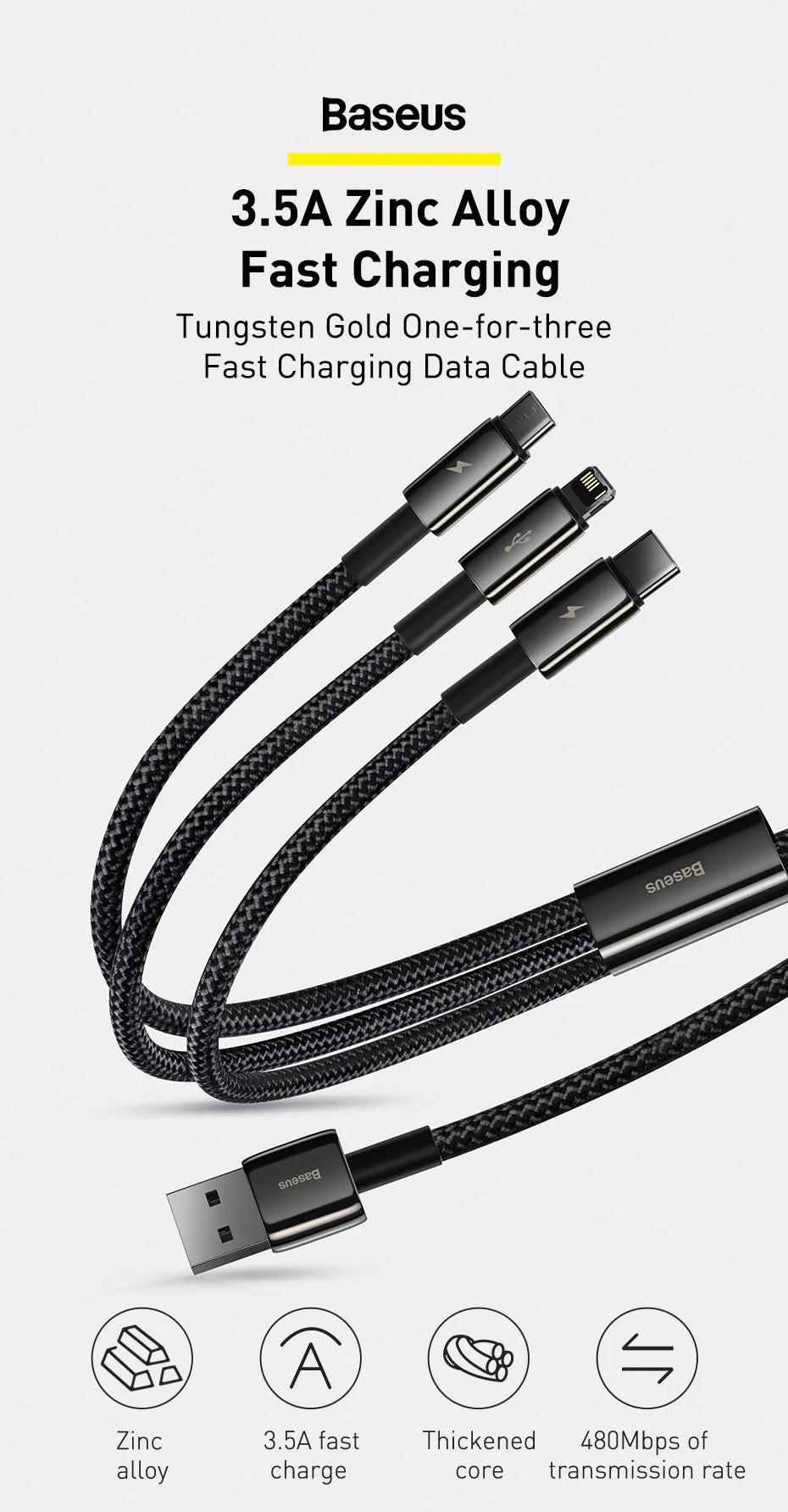 3-in-1 Fast Charging USB Cable for Multiple Devices - 9