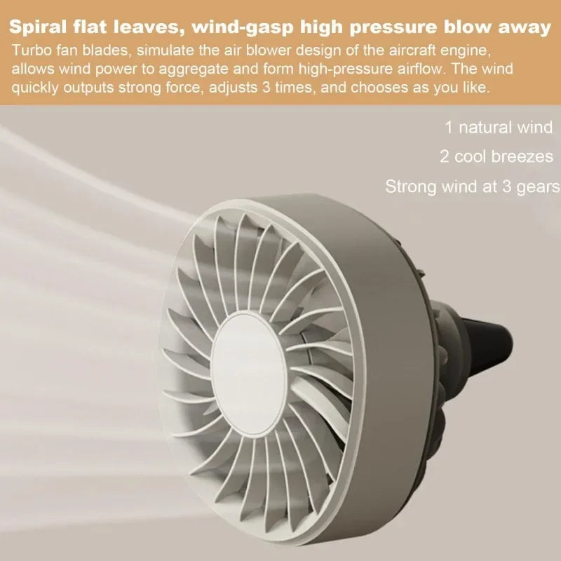 Portable 5V USB Car Air Vent Cooling Fan with 3 Gears and RGB Light