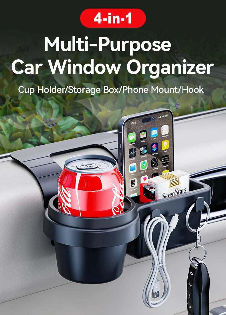 Car Window Hanging Cup Holder and Phone Organizer