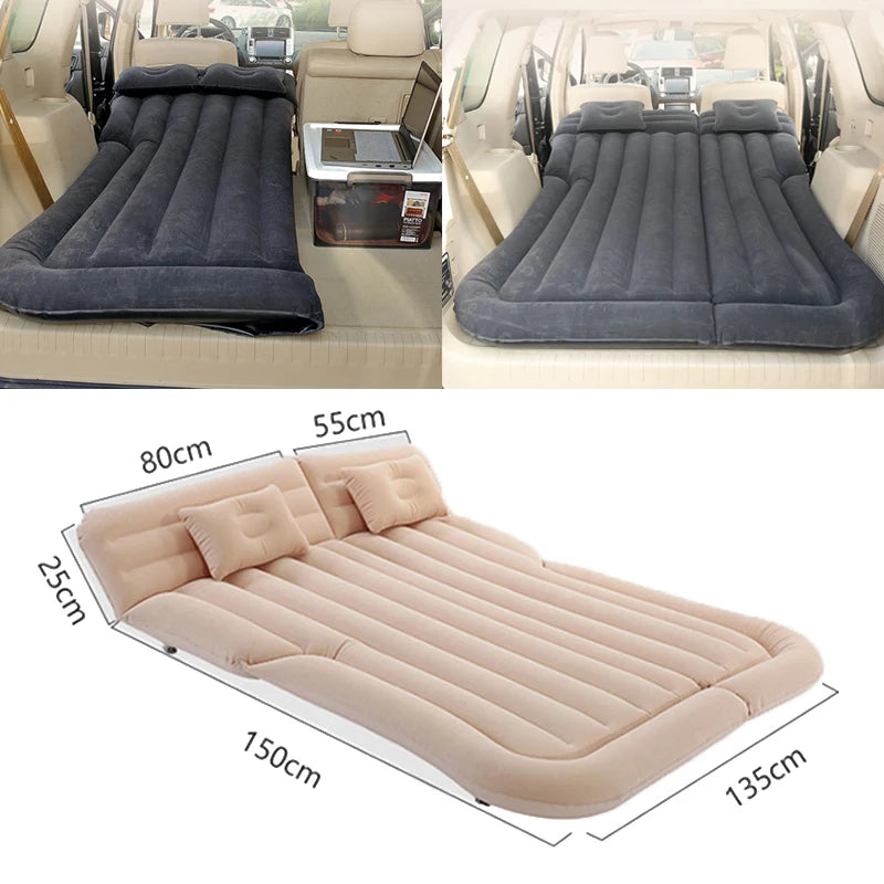Inflatable Car Back Seat Mattress Bed with Pillows and Storage Bag