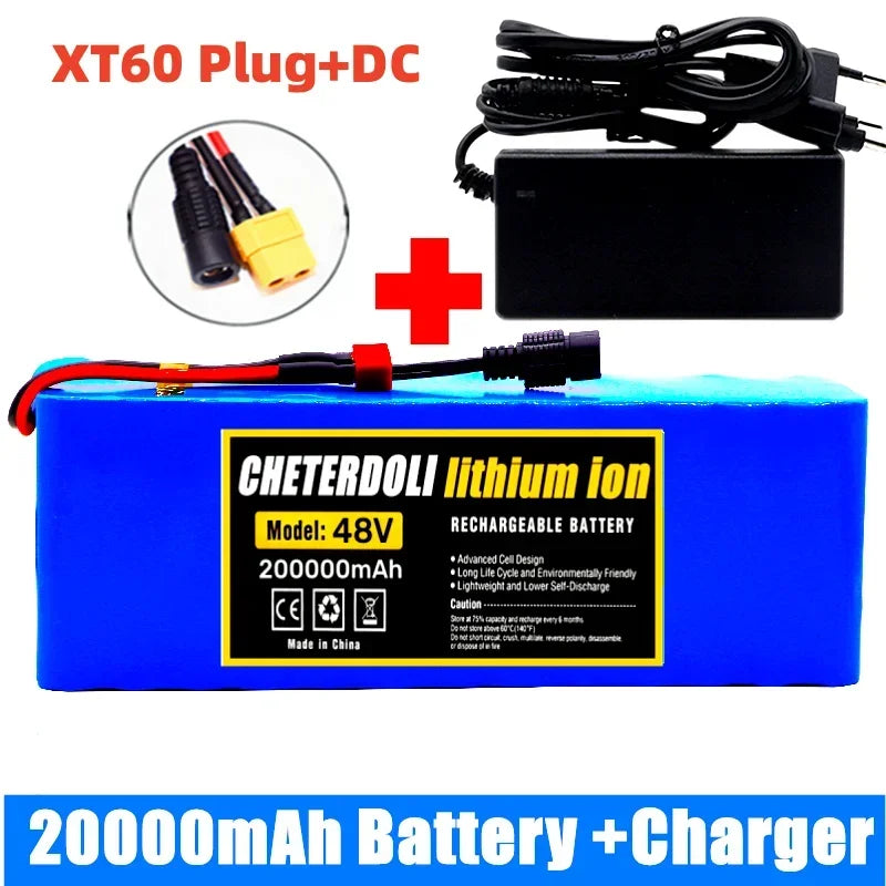 48V 20Ah Lithium-Ion E-Bike Battery Pack with Charger