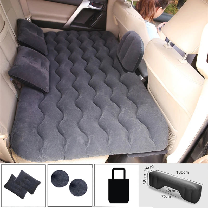Inflatable Car Back Seat Mattress Bed with Pillows and Storage Bag