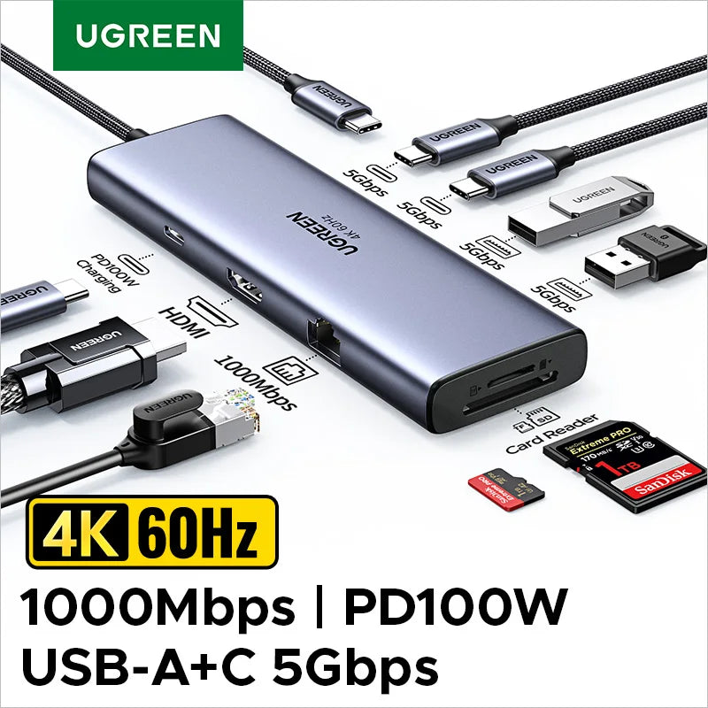 9-in-1 USB-C Docking Station with 4K 60Hz HDMI and 100W PD