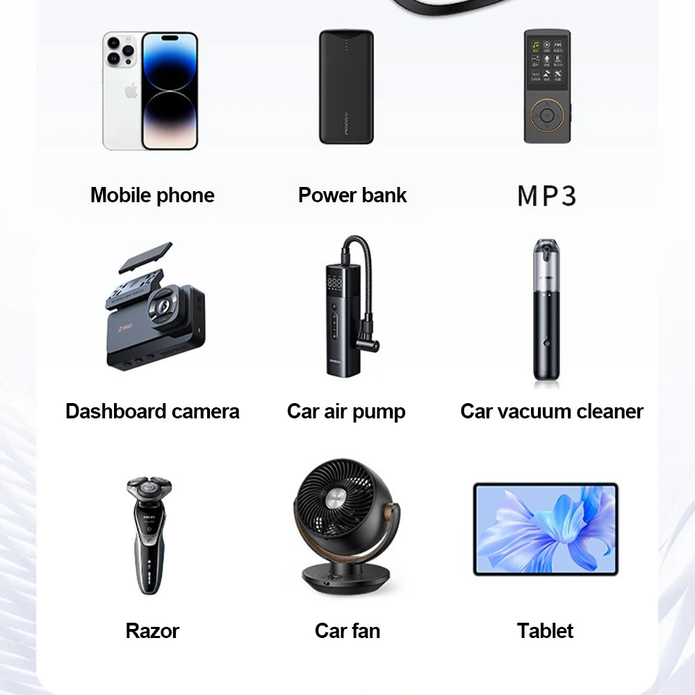 120W 7-in-1 Car Cigarette Lighter Socket Splitter with PD and USB