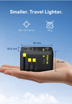 6-in-1 Universal Travel Adapter with 45W Fast Charging and Cable