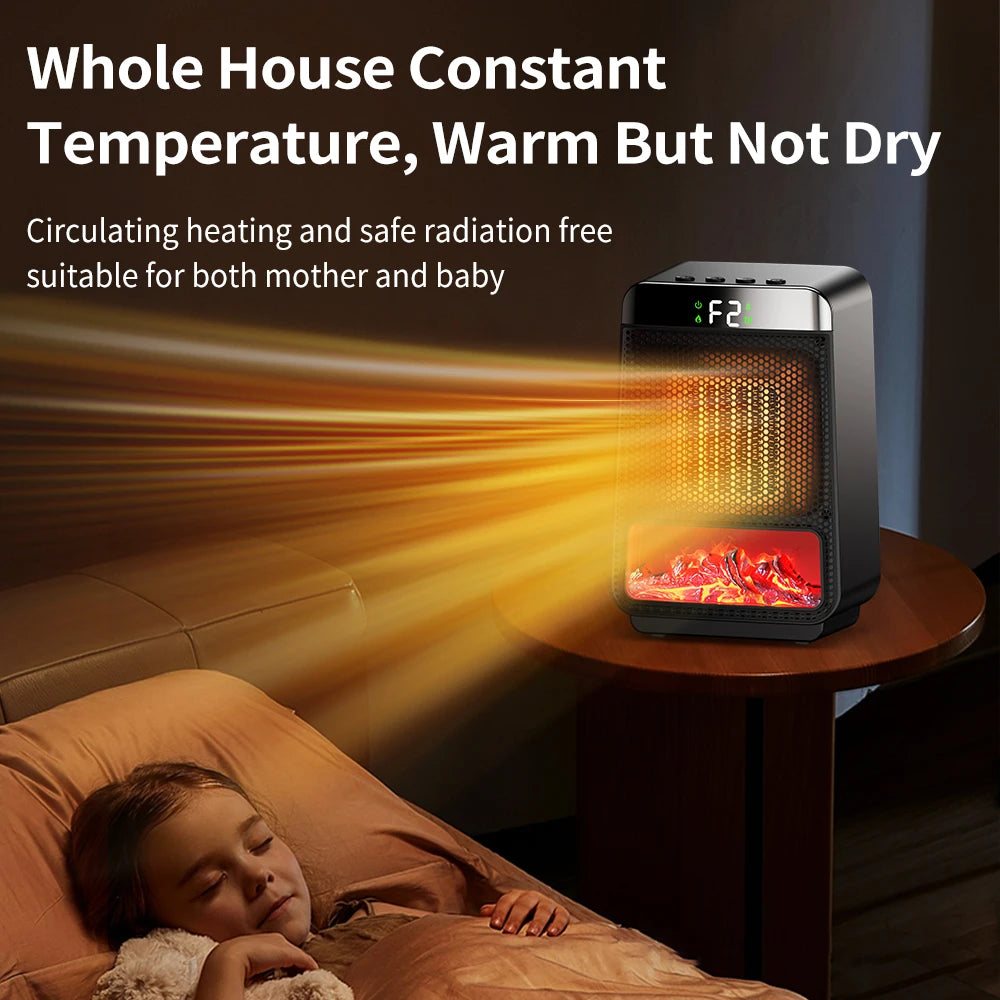 Portable PTC Ceramic Space Heater with Ambient Flame Light - 17