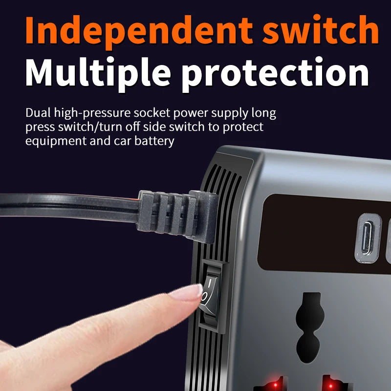 200W 12V/24V to 220V Car Power Inverter with 9 Charging Ports
