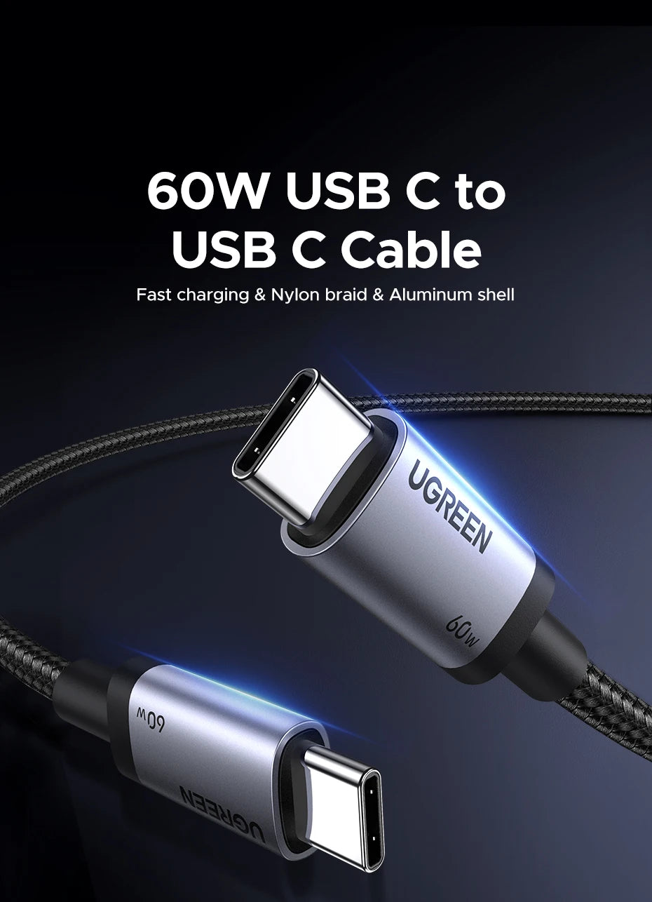 60W USB-C to USB-C Fast Charging and Data Sync Cable