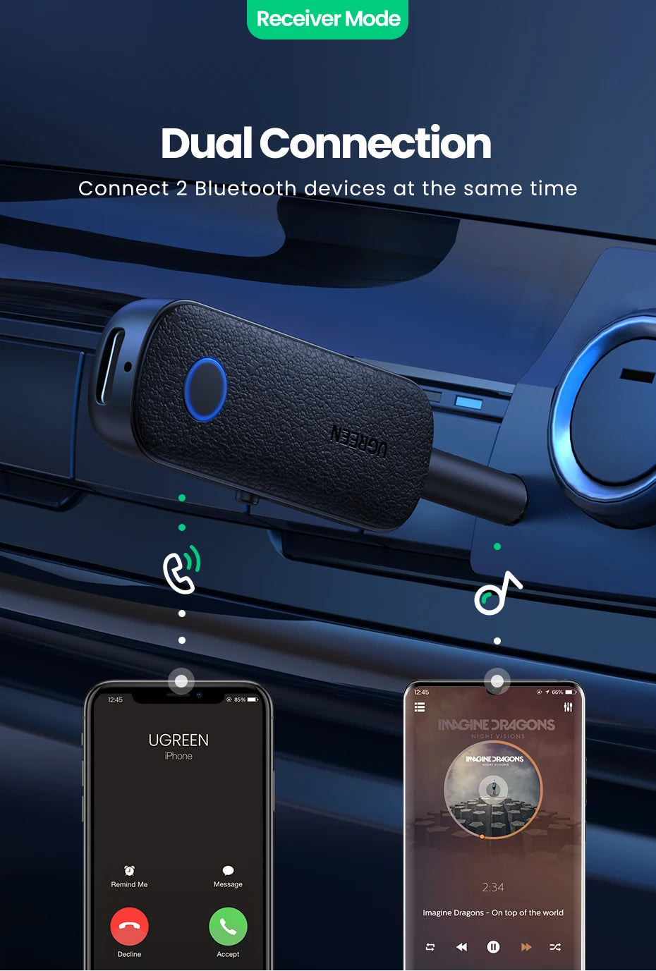 2-in-1 Bluetooth 5.0 Transmitter and Receiver for Car and Home Audio - 9