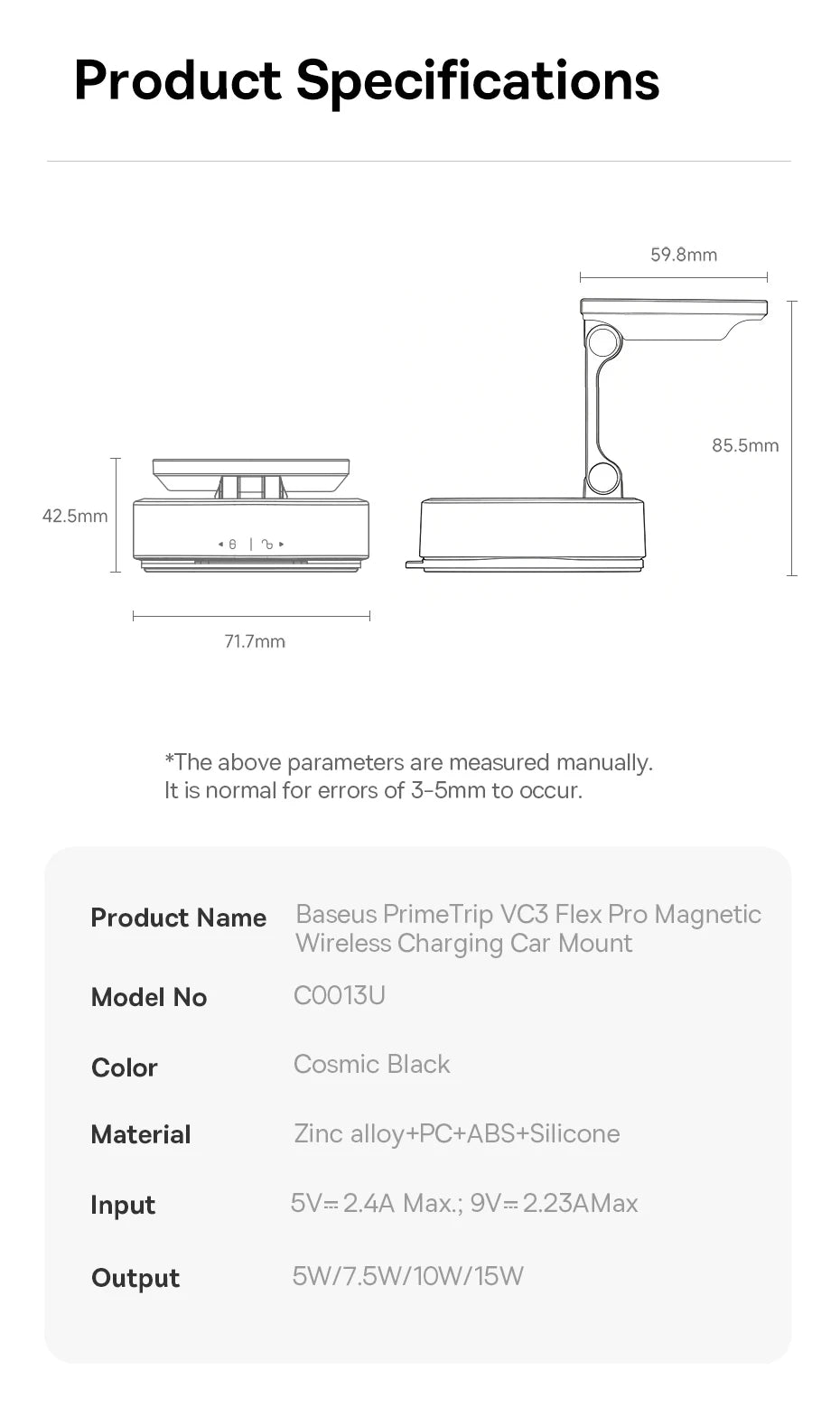 Magnetic Wireless Charging Car Mount with Vacuum Suction - 32