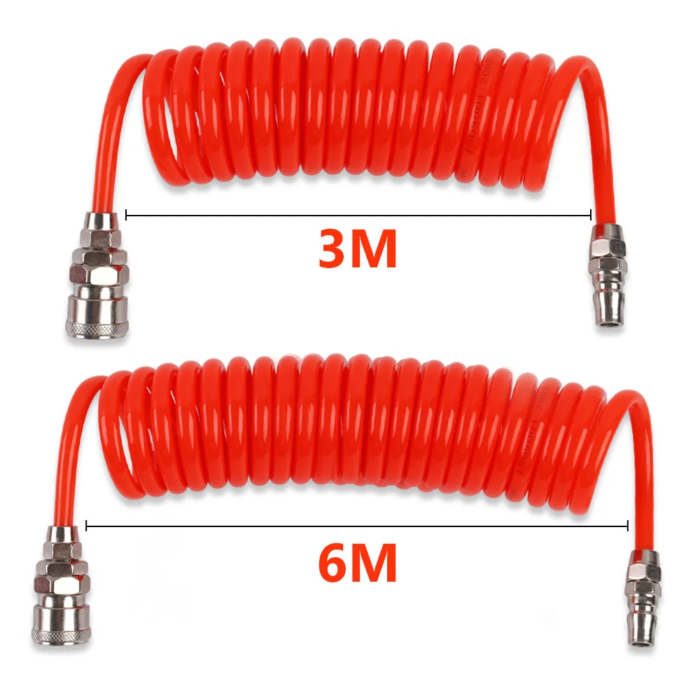 Spiral Air Compressor Hose with Quick Coupling