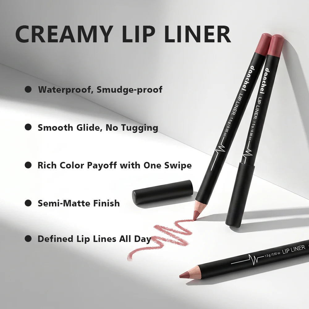 12-Color Waterproof Matte Lip Liner Pencil Set - 7