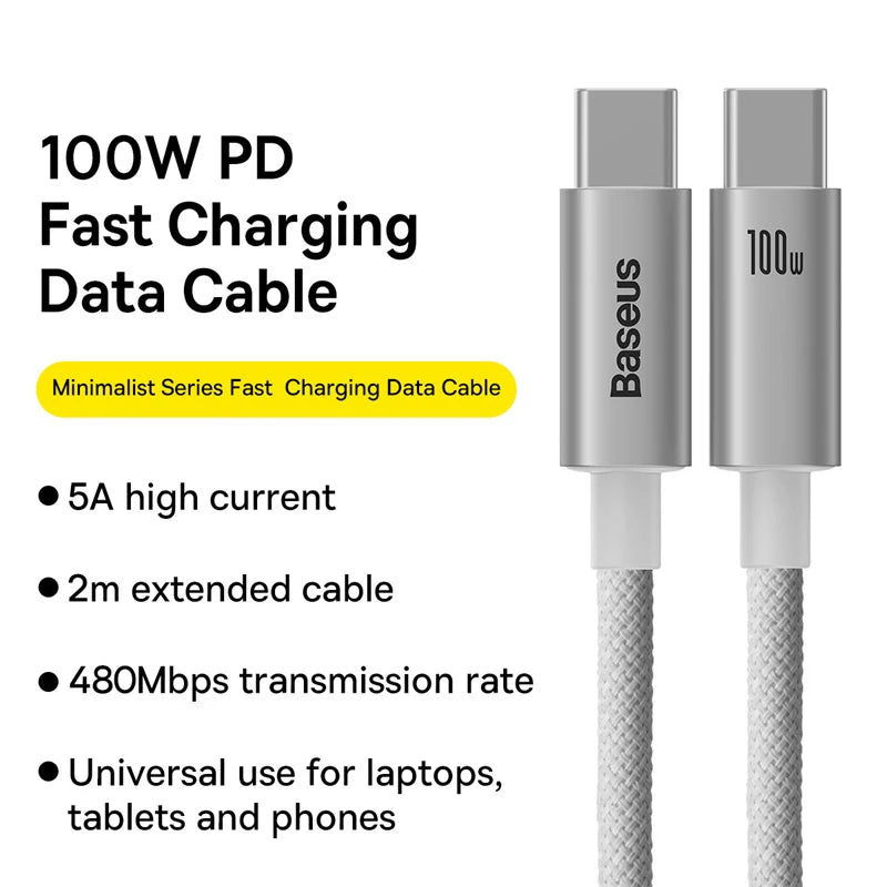 100W USB-C to USB-C Fast Charging Data Cable