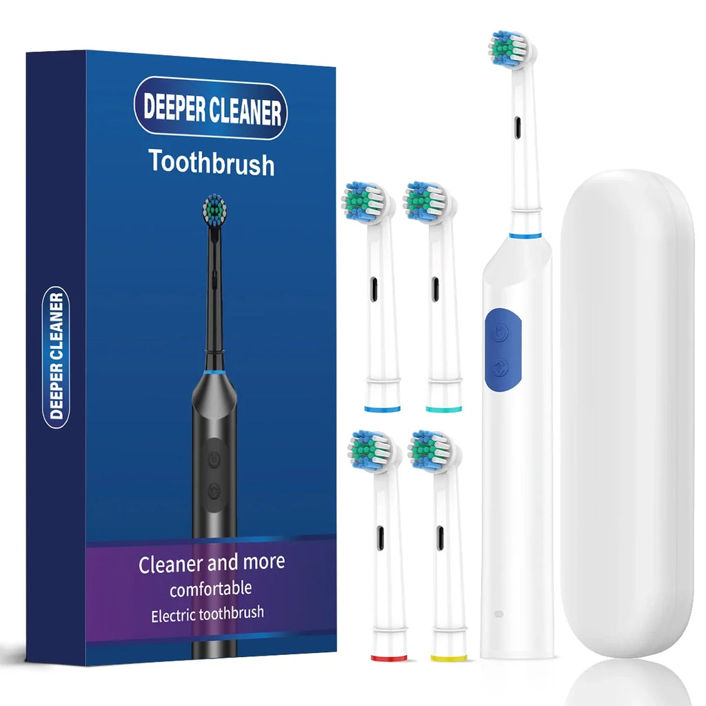 Rechargeable Electric Toothbrush with 5 Modes and 4 Brush Heads