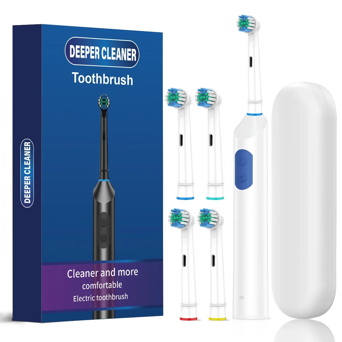 Rechargeable Electric Toothbrush with 5 Modes and 4 Brush Heads