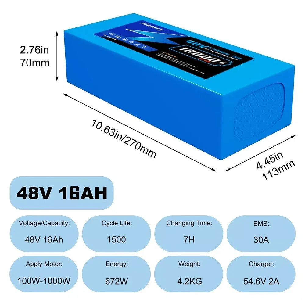 48V Lithium-Ion Battery Pack for Electric Bikes and Scooters