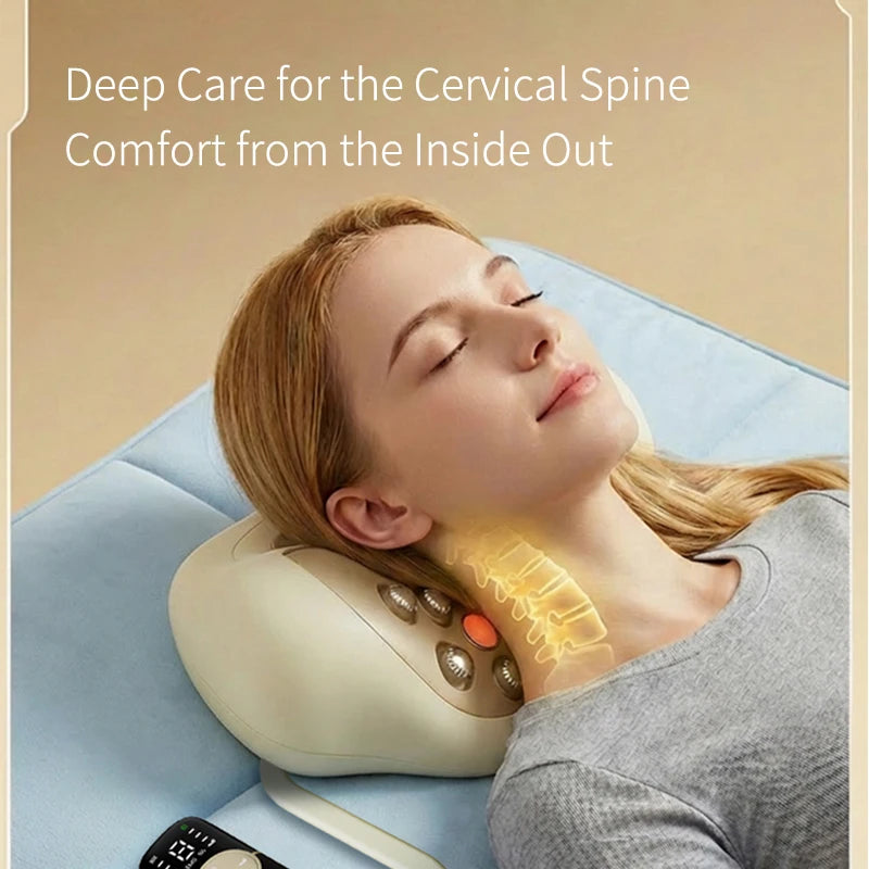 4-in-1 Electric Neck Massager Pillow with Traction and Heat