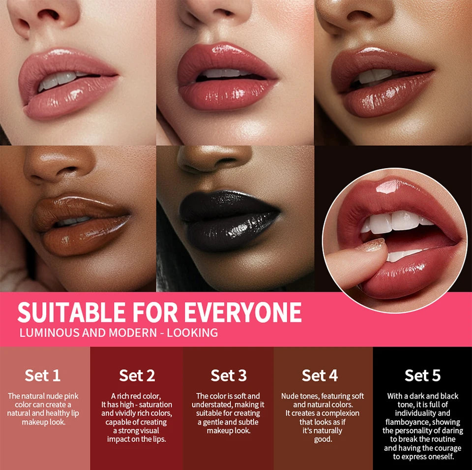 All-in-One Travel Lip Makeup Set with Liner, Lipstick, and Gloss - 12