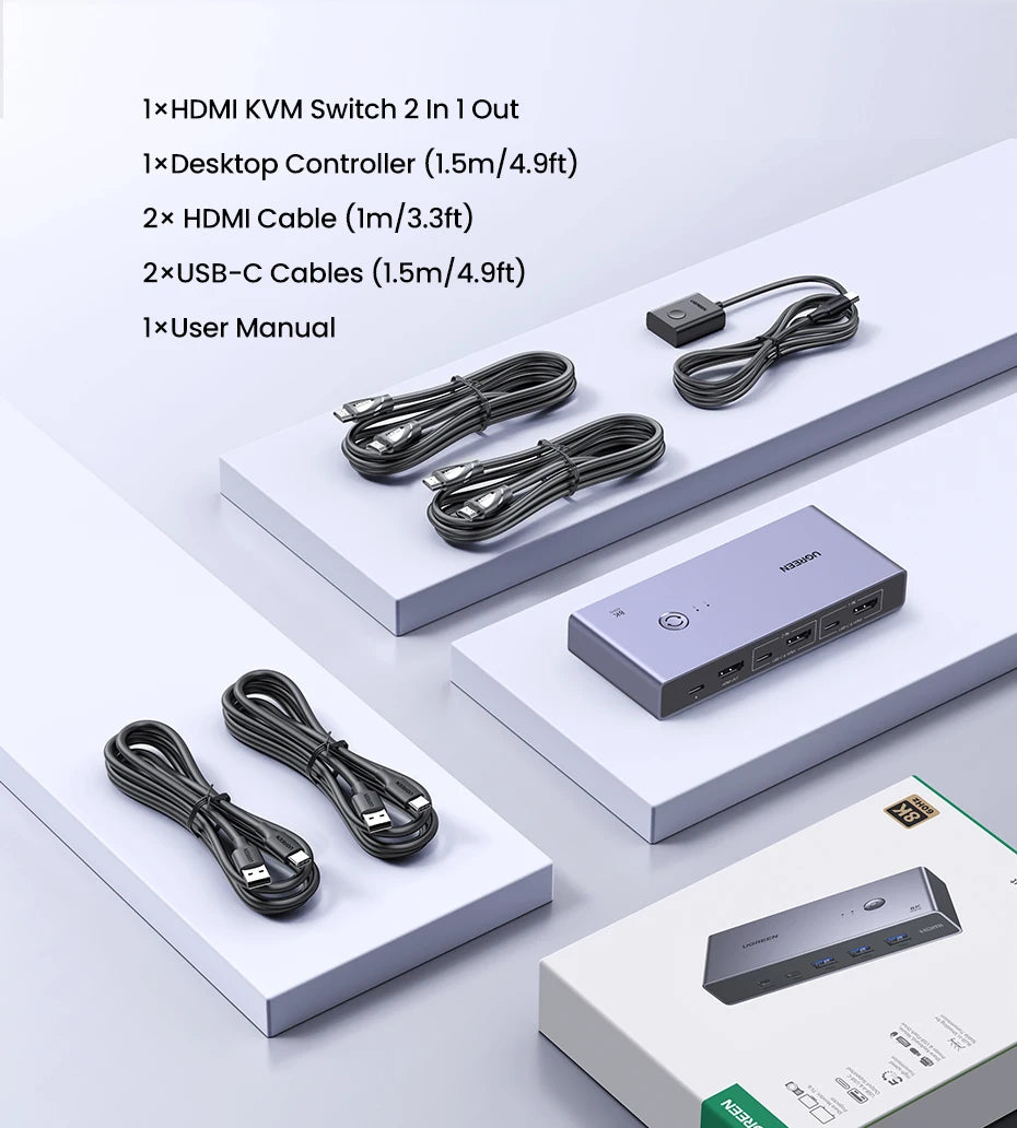 8K 60Hz HDMI 2.1 KVM Switch for Dual Computer Peripheral Sharing - 20