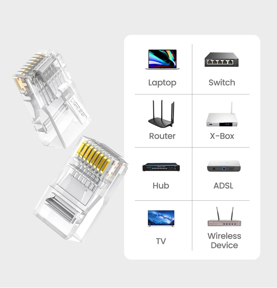Cat 6 RJ45 Ethernet Network Cable Connector Plugs - 16