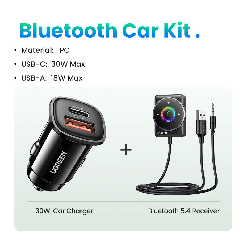 Bluetooth 5.4 Car Aux Receiver with Noise-Cancelling Mic