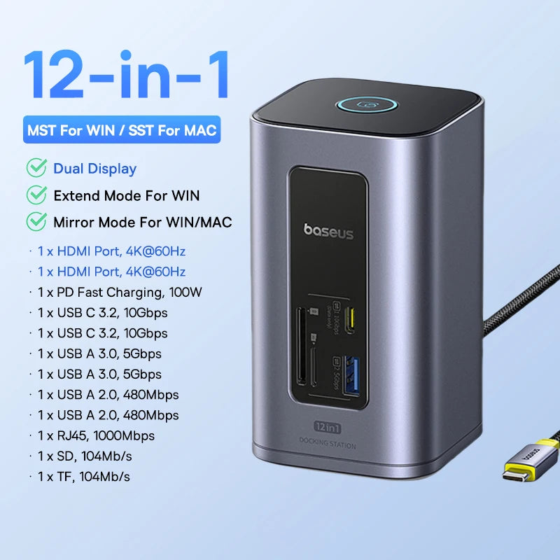 11-in-1 USB-C Docking Station with 4K Triple Display and 100W PD
