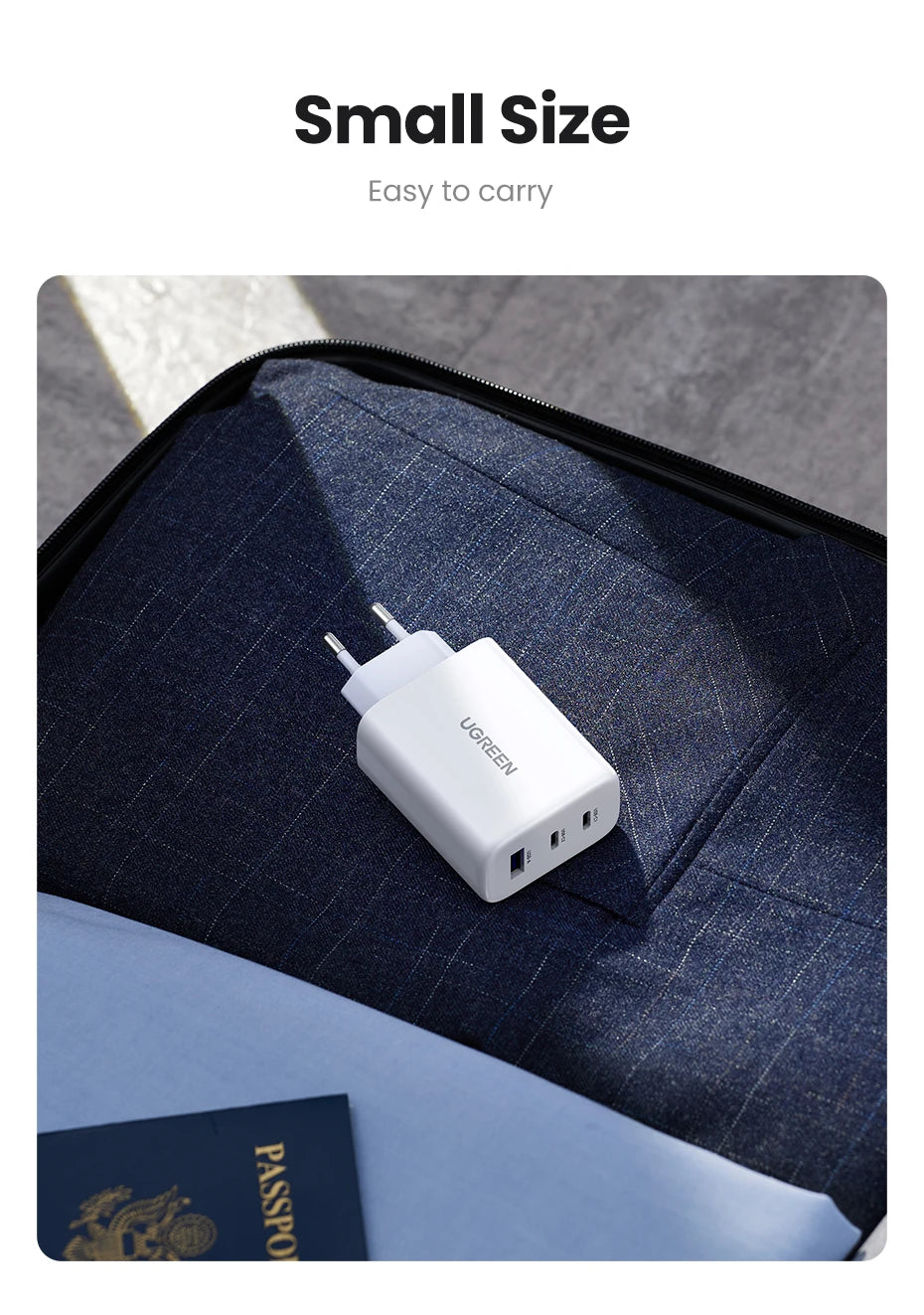 65W GaN Fast Wall Charger with Triple USB-C and USB-A Ports