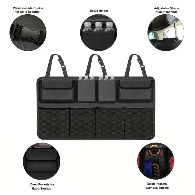 Waterproof Car Seat Back Organizer with 8 Storage Pockets - 4