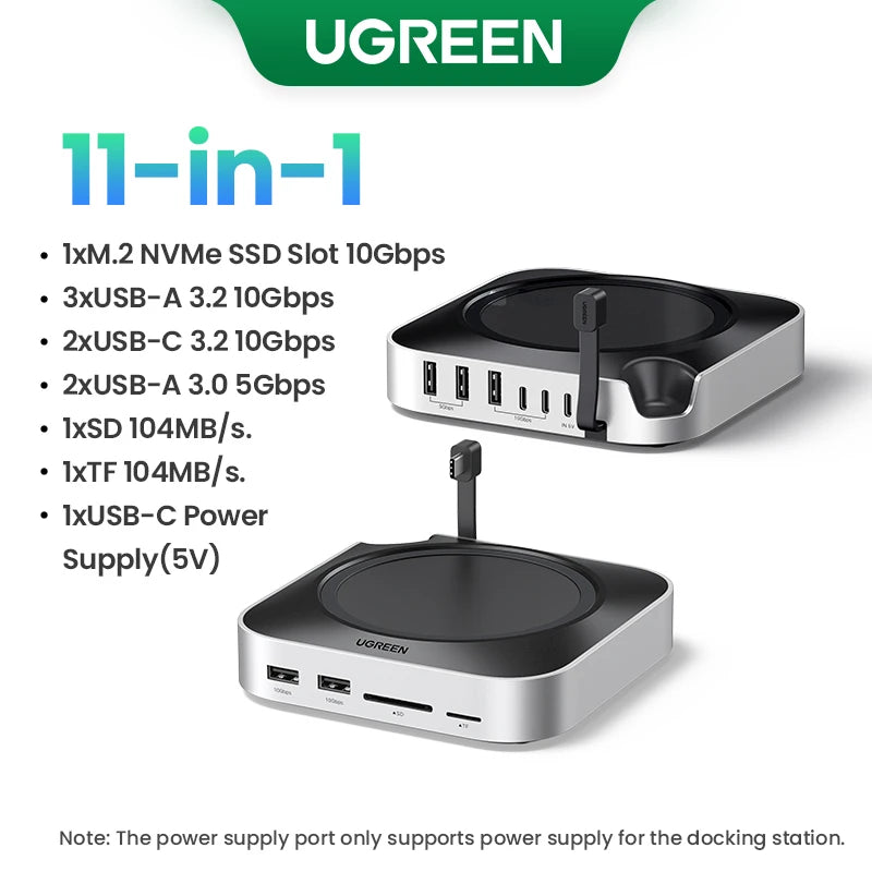 11-in-1 Docking Station with NVMe SSD Slot for Mac Mini M4