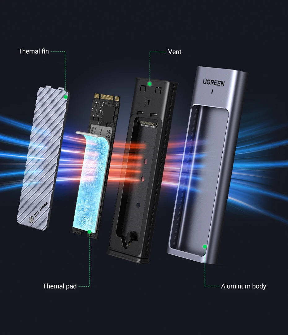 20Gbps M.2 NVMe and SATA SSD Dual Protocol External Enclosure - 15