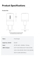 45W GaN USB-C Fast Wall Charger for Smartphones and Tablets