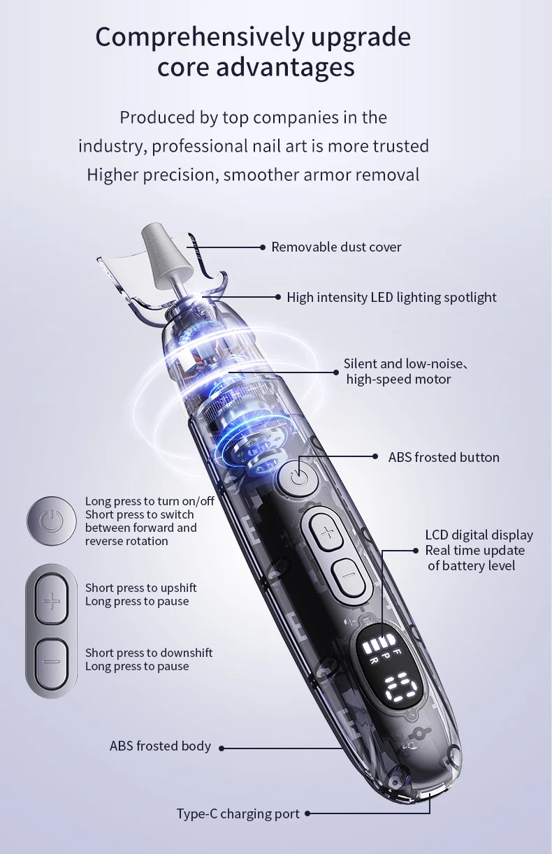 Electric Cordless Nail Drill for Manicure and Pedicure