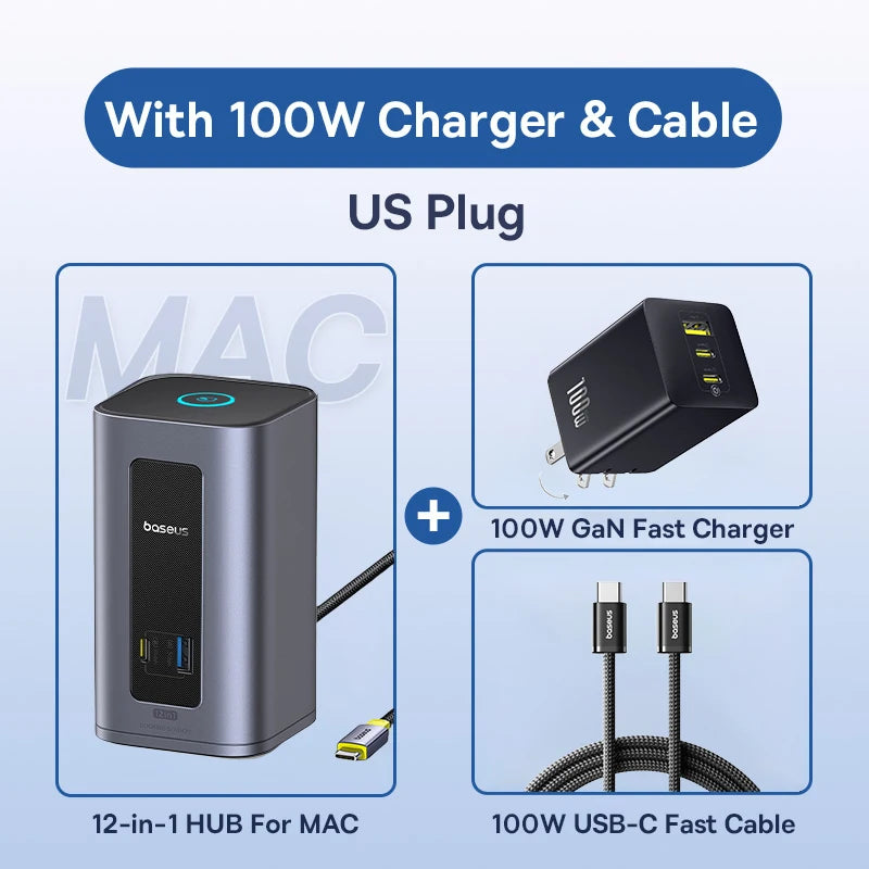 12-in-1 USB-C Docking Station for MacBook and Windows Laptops