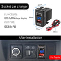 48W Dual USB Type-C PD and QC3.0 Car Charger Socket for Toyota