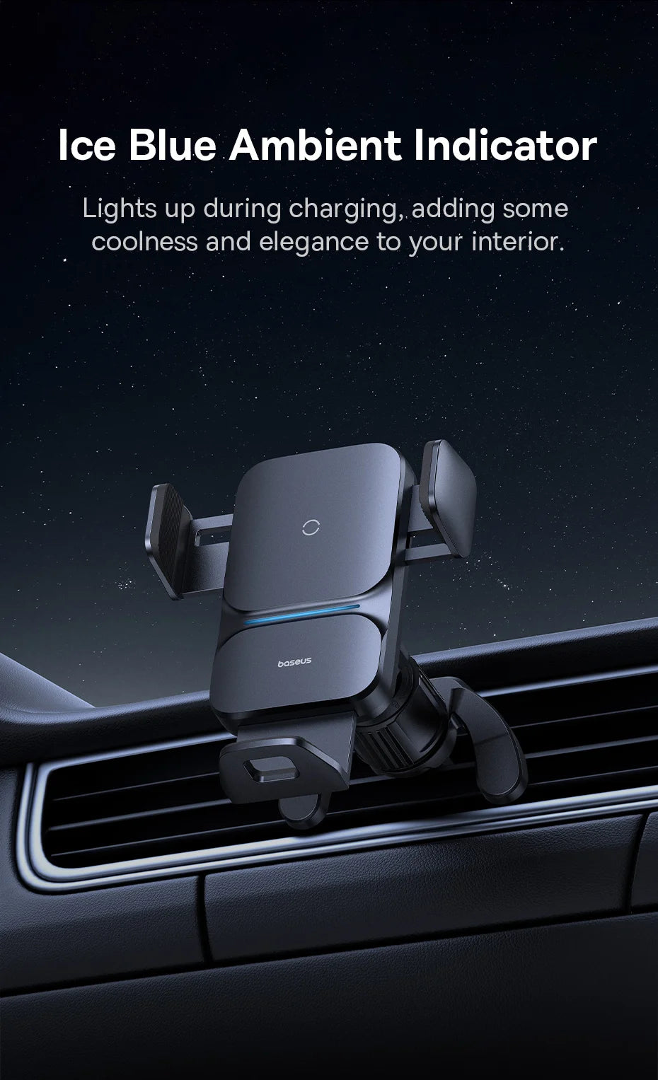 15W Fast Wireless Car Phone Charger with Automatic Clamp