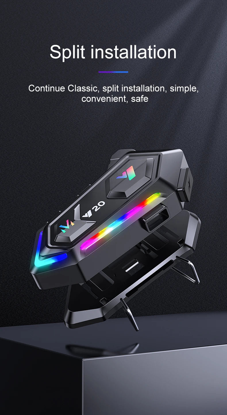 Bluetooth 5.3 Motorcycle Helmet Headset with RGB Ambient Lights - 12