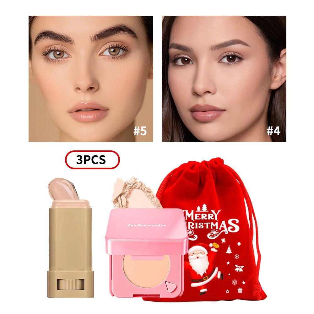 Matte Foundation Stick and Pressed Powder Makeup Set