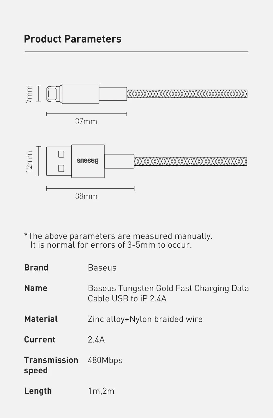 2.4A Fast Charging Data Cable for iPhone and iPad