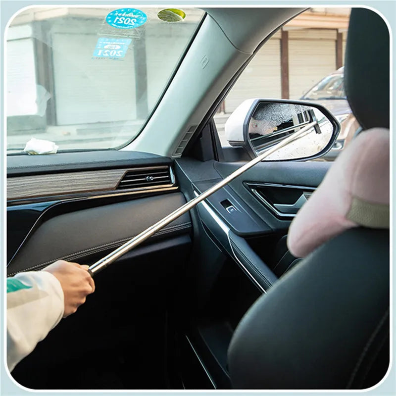 Telescopic Car Rearview Mirror Wiper Stainless Steel Cleaning Tool