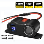 12V 24V Dual USB Fast Charger and Cigarette Lighter Socket Panel
