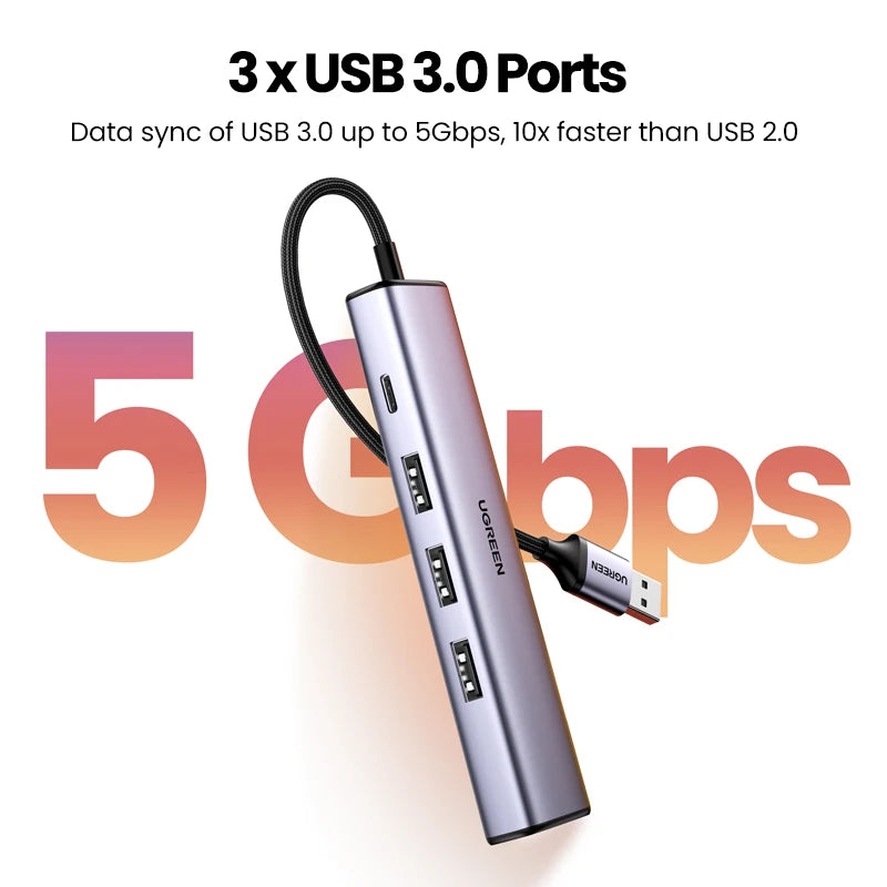 USB 3.0 to Gigabit Ethernet Adapter with 3-Port USB Hub